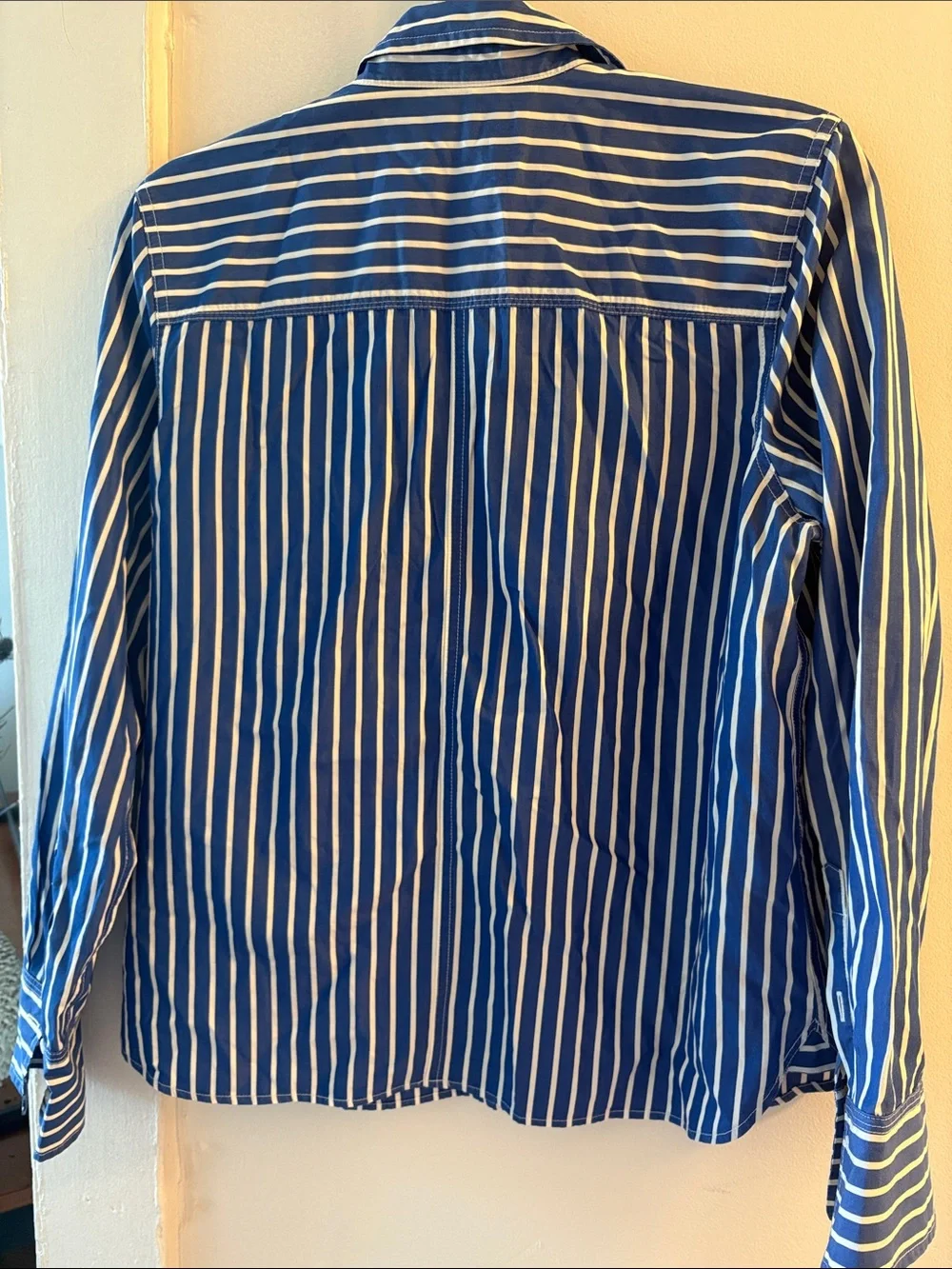 J. Crew Blue and White Vertical Stripe Dress Shirt